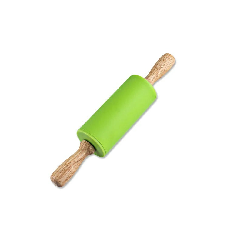 Mini Silikon Nudelholz mit Holzgriff – Antihaft, 22,5 cm – Backwerkzeug für Kinder & Erwachsene