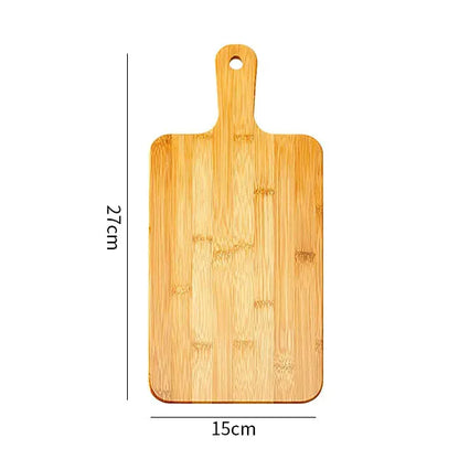 Bambus Schneidebrett mit Griff – Große Servierplatte – Holz Schneidbrett für Pizza, Gemüse & Fleisch – 35x18 cm / 27x15 cm