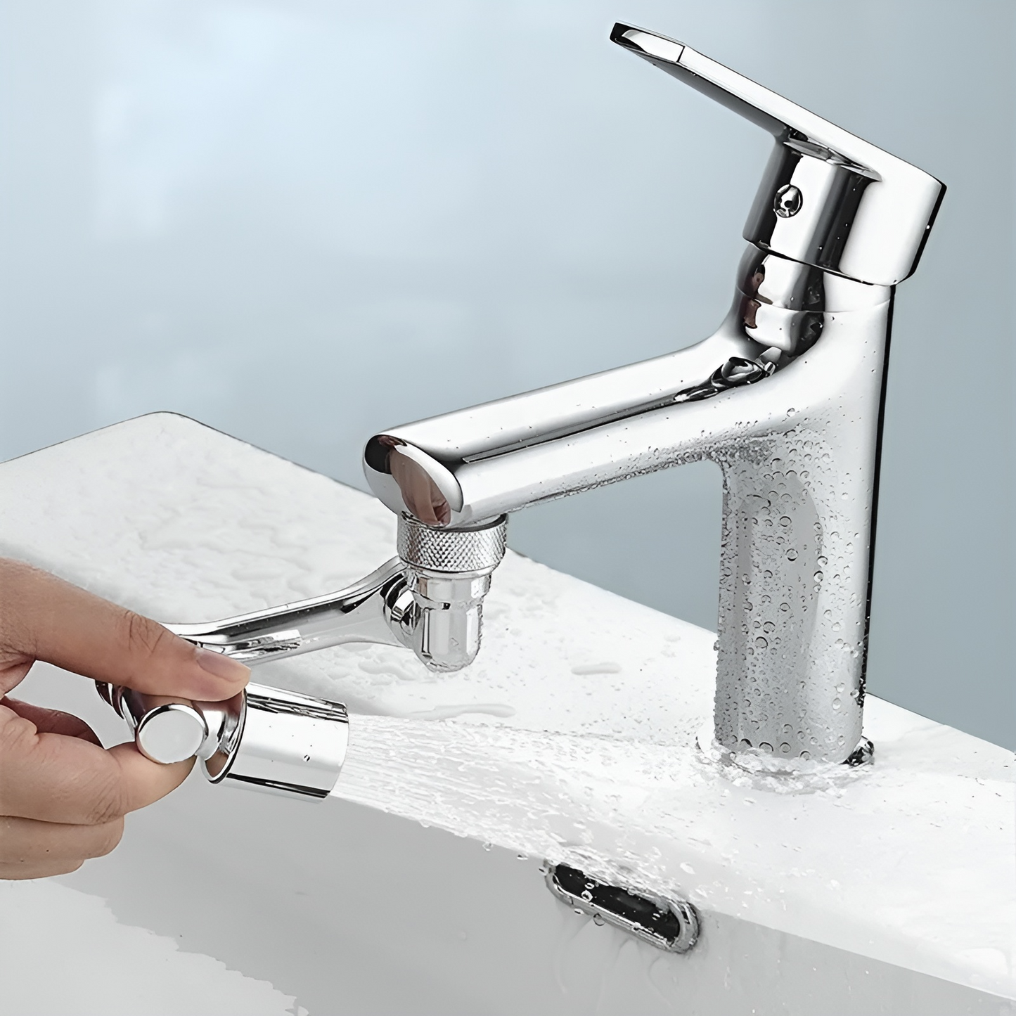 Universal Wasserhahn Verlängerung 1080° Drehbar, Flexibler Armaturenkopf mit Zwei Wassermodi, Einfach zu Installieren