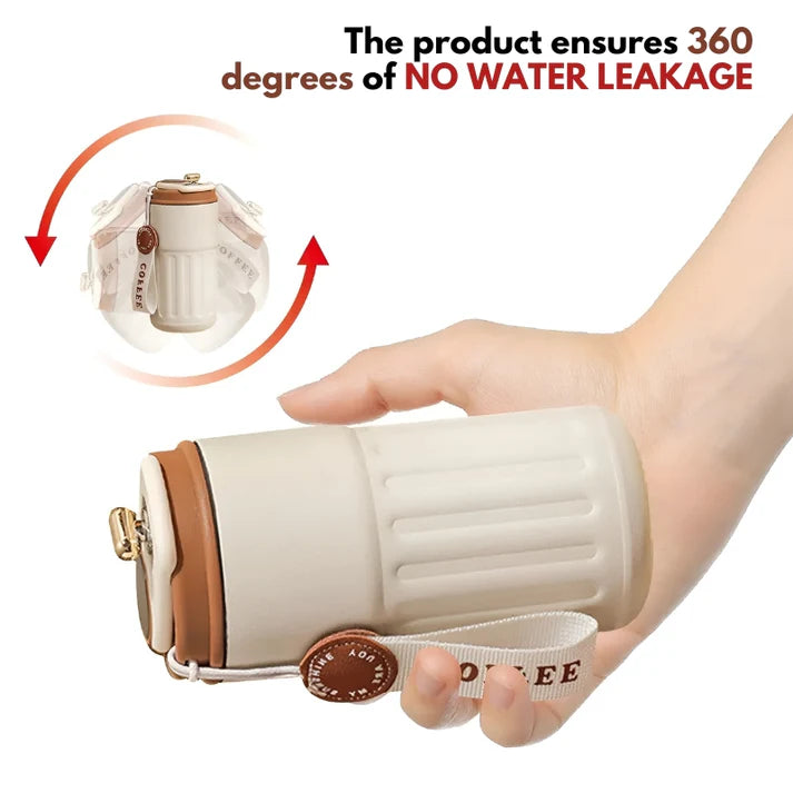 Moderne Thermoskanne mit Temperaturanzeige, 450ml Edelstahl, 5 Farben, hält Getränke heiß oder kalt