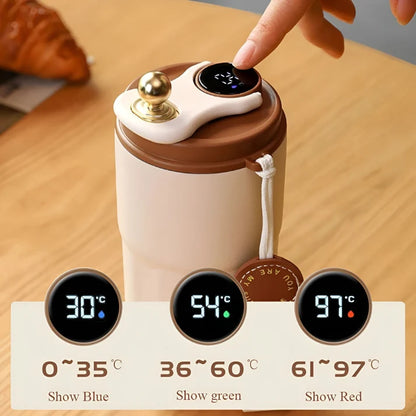 Moderne Thermoskanne mit Temperaturanzeige, 450ml Edelstahl, 5 Farben, hält Getränke heiß oder kalt